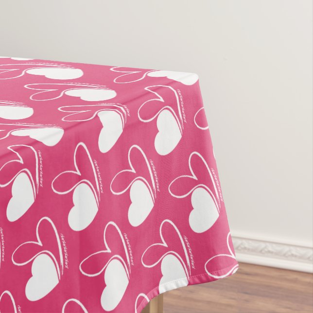 Valentine's Day Distorted Tilted Hearts Tablecloth (In Situ)
