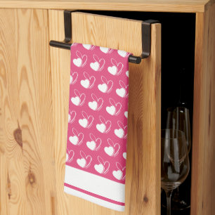 Valentine's Day Distorted Tilted Hearts Tea Towel