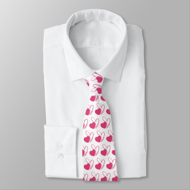 Valentine's Day Distorted Tilted Hearts Tie (Tied)