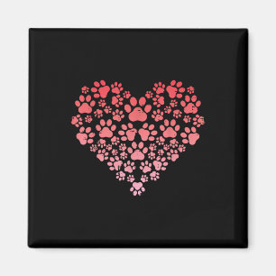 Valentines Day Dog Cat Paws Heart Fur Mum Dad Men Magnet