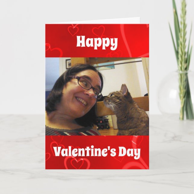 Valentines Day Dog Cat Pet Dad Mum Photo Holiday Card (Front)