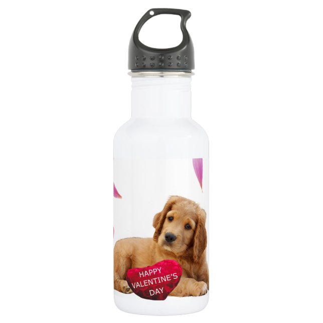 Valentine's Day Dog heart 532 Ml Water Bottle (Front)