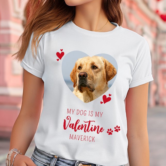Valentine's Day Dog Lover Custom Heart Pet Photo T-Shirt (Creator Uploaded)