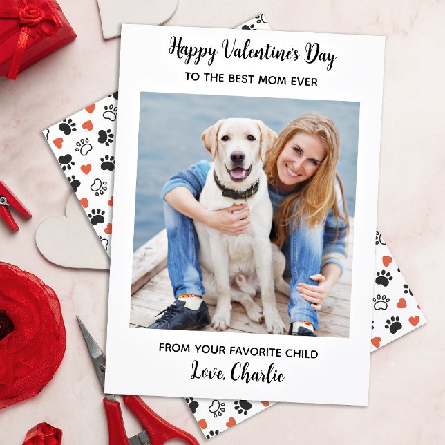 Valentines Day DOG MOM Cute Personalised Pet Photo Holiday Card (Creator Uploaded)