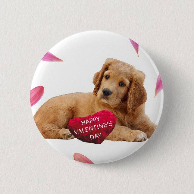 Valentine's Day Dog Photo 6 Cm Round Badge (Front)