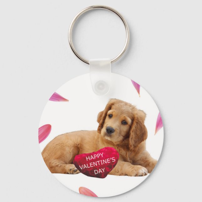 Valentine's Day Dog Photo Key Ring (Front)