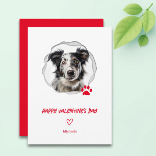 Valentine's Day Dog Photo Red Heart Holiday Card 