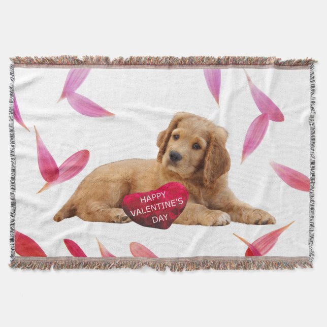 Valentine's Day Dog Photo Throw Blanket (Front)