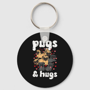 Valentines Day Dog Pug And Hugs Cute Puppy Men Wom Key Ring