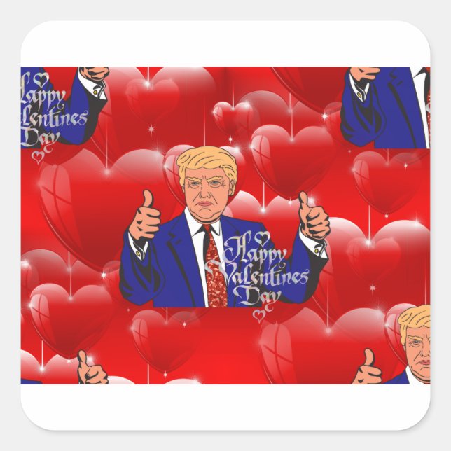valentines day donald trump square sticker (Front)
