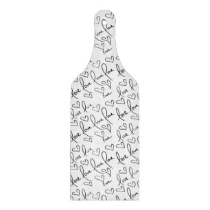 Valentines Day Doodles Black Handwriting  Cutting Board