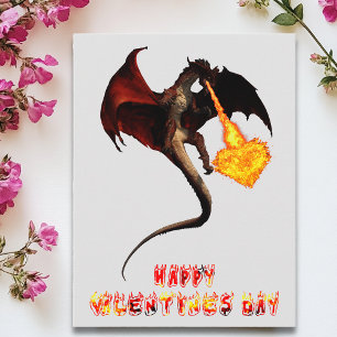 Valentine's Day Dragon Flame Heart Postcard