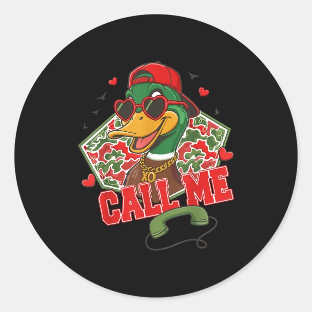 Valentine's Day Duck Hunting Camo Call Me Toddler  Classic Round Sticker (Front)