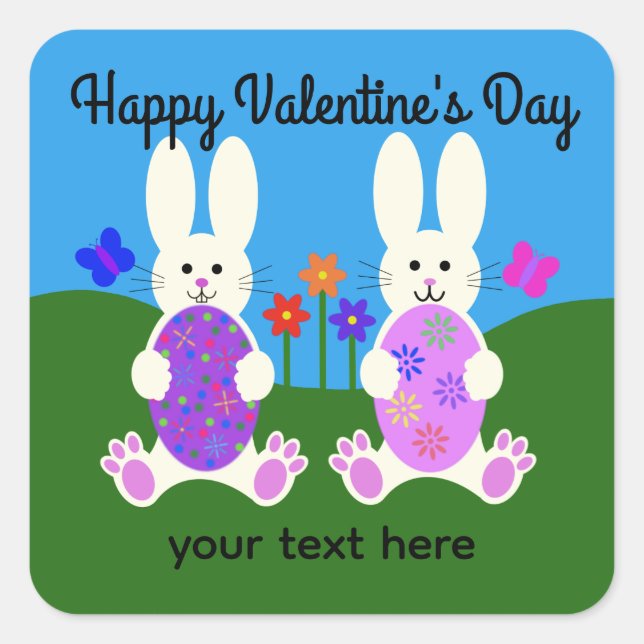 Valentine's Day Easter Bunny #6 Stickers (Front)