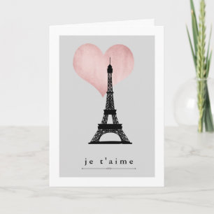 Valentine's Day Eiffel Tower with Rose Gold Heart Holiday Card