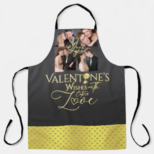 Valentine's Day Elegant Gold Photo Collage Apron