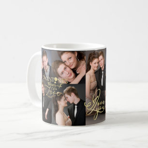 Valentine's Day Elegant Gold Photo Collage Coffee Mug