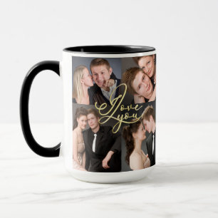 Valentine's Day Elegant Gold Photo Collage Mug