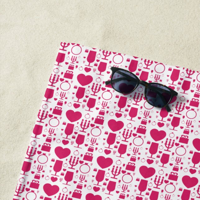Valentines day elements patterns beach towel (In Situ)