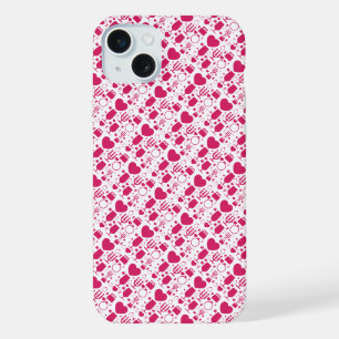 Valentines day elements patterns iPhone 15 plus case