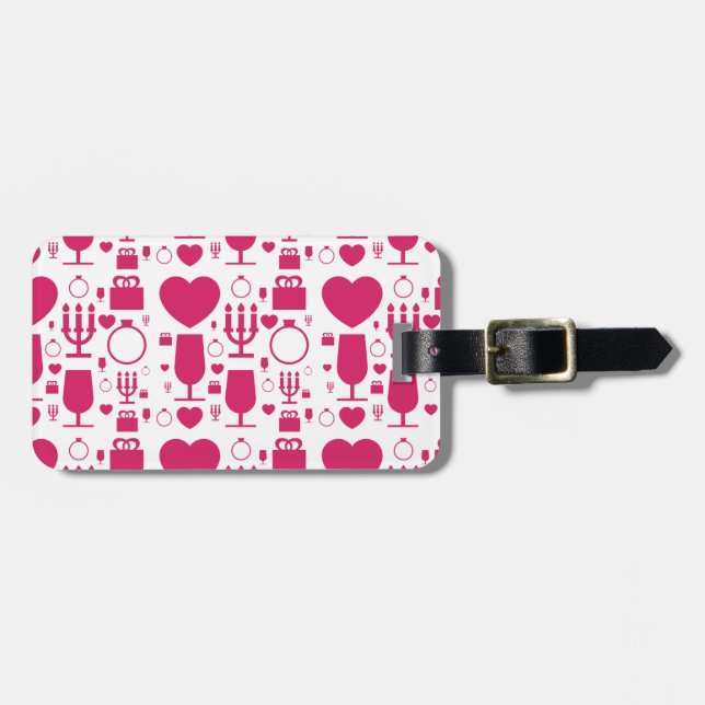 Valentines day elements patterns luggage tag (Front Horizontal)