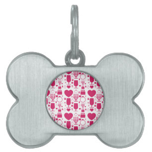 Valentines day elements patterns pet ID tag