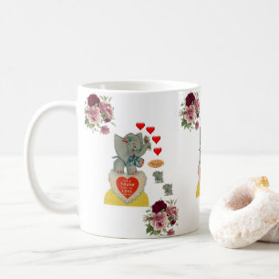 Valentine's Day Elephant Floral Mugs