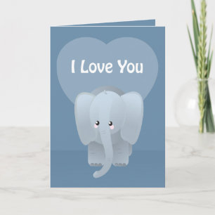 Valentine's Day Elephant Love You Big Greeting Holiday Card