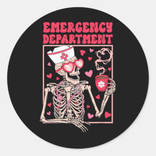 Valentines Day Emergency Department Er Ed Nurse Te Classic Round Sticker