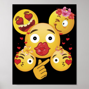 Valentine's Day Emoji Face Love Heart for Kids Poster