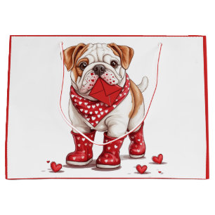 Valentines Day English Bulldog Large Gift Bag