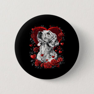 Valentine's Day English Setter Dog  6 Cm Round Badge