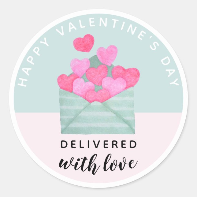 Valentine's Day Envelope Hearts Sticker (Front)