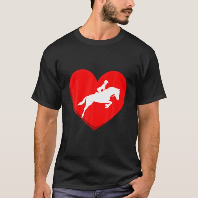 Valentines Day Equestrian Lovers Love Hearts Match T-Shirt (Front)