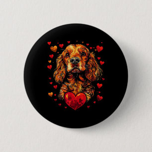 Valentine's Day Er Spaniel Artwork 6 Cm Round Badge