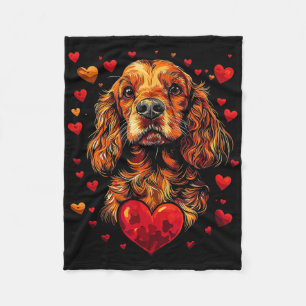 Valentine's Day Er Spaniel Artwork  Fleece Blanket