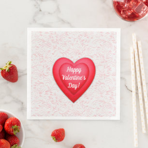 Valentine's Day Fancy Red Hearts Napkin