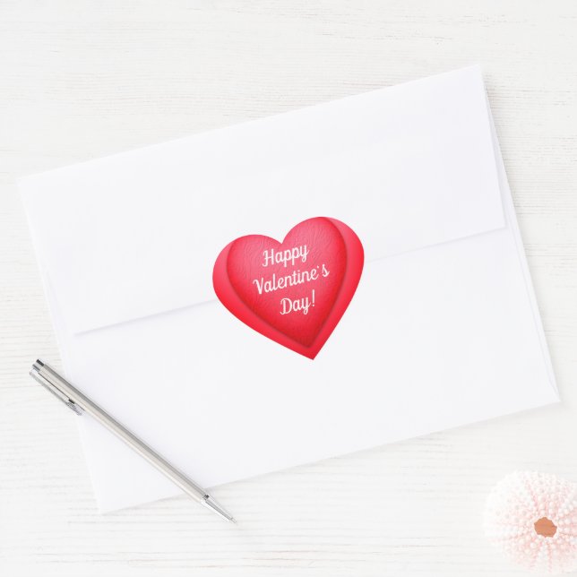 Valentine's Day Fancy Red Hearts Personalised Heart Sticker (Envelope)
