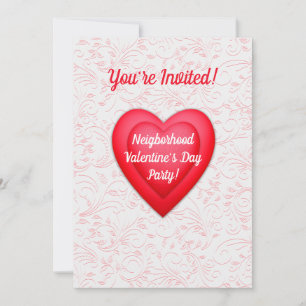 Valentine's Day Fancy Red Hearts Personalised Invitation