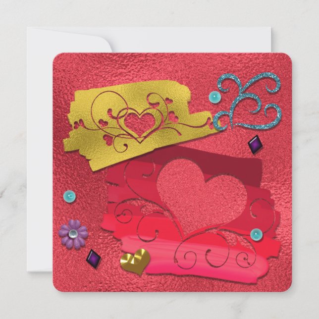 Valentine's Day Faux Gold Foil Embellishments Cute (Front)