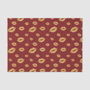Valentine's Day Faux Gold Glitter Lipstick Kiss Tissue Paper