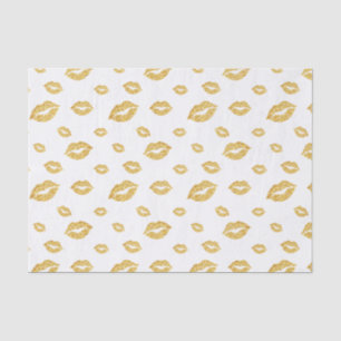 Valentine's Day Faux Gold Glitter Lipstick Kiss Tissue Paper