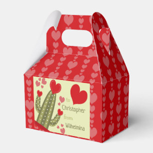 Valentine's Day Favour Box Pink & Red Hearts Cactu