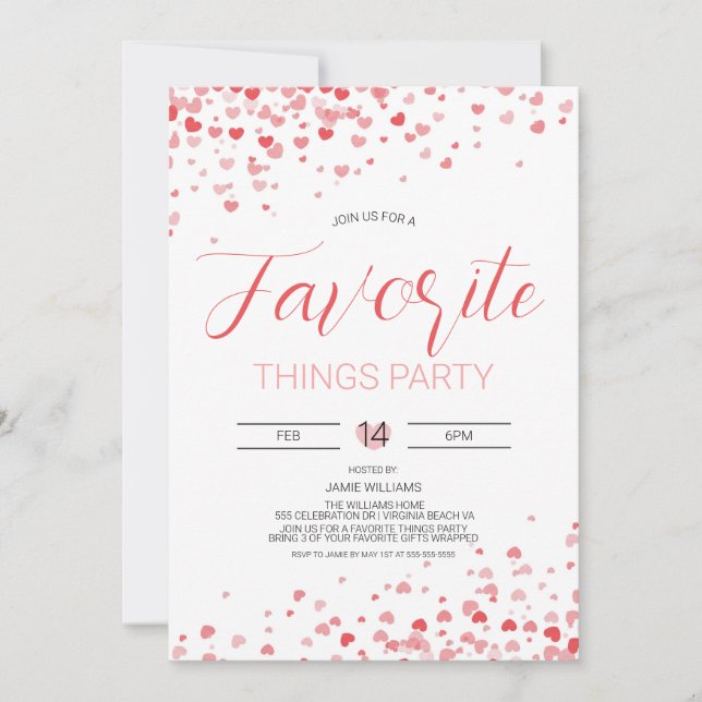 Valentine's Day Favourite Things Invitation (Front)