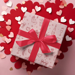 Valentine's Day Festive Pattern Wrapping Paper