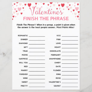 Valentine's Day Finish The Phrase Game