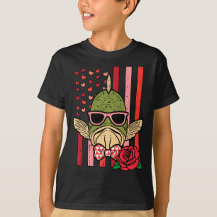 Valentines Day Fish Flag Patriot Fisherman Men T-Shirt