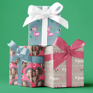 Valentine's Day Flamingo Wrapping Paper Sheets