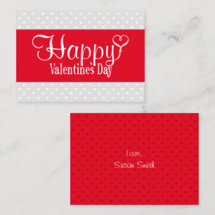 Valentine's Day Flat Note Card (Red and White)