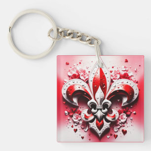 Valentine's Day Fleur De Lis Key Ring